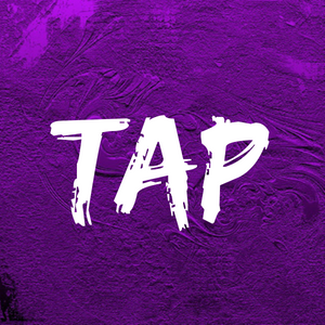 TAP writing with purple background